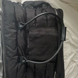 Black Weekender Carry On Travel Puffy Nylon Quilted Carry All Tote Bag